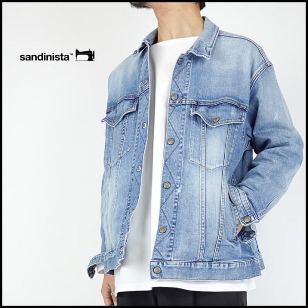 SANDINISTA/サンディニスタ B.C.Stretch Damaged Denim Jacket Easy  Fit/イージーフィットダメージデニムジャケット