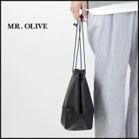 MR.OLIVE（ミスターオリーブ）<br>WATER PROOF WASHABLE LEATHER 2WAY DRAWSTRING POUCH（ウォータープルーフレザー２WAY巾着バッグ）