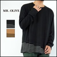 MR.OLIVE/ߥ꡼<br>WASHABLE WOOLY COMBI BORDER SLANT LAYERED SHIRT/å֥륦쥤䡼ɥåȥ