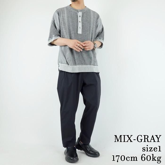 トップス YASHIKI / Fumon Henley Knit YASHIKI / Fumon Henley Knit (MIX-GRAY) | フモンヘンリー