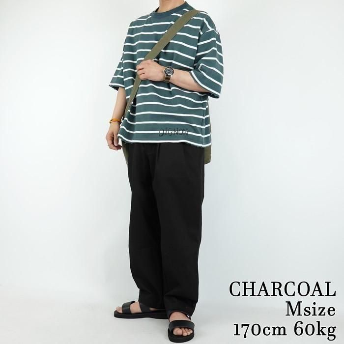 黒 スウェット ボーダー リブ長 LUCEBER/ルースバー PIGMENT S/S SWEAT/ピグメントショート