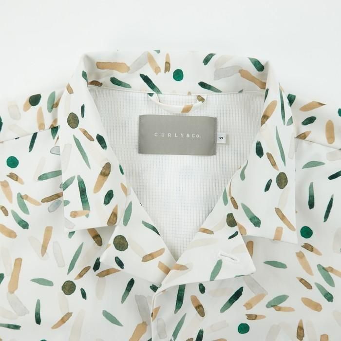 【CURLY＆Co.】TricotPrint OpenCollar Shirt CURLY&Co.】TRICOT PRINT OPEN COLLAR SHIRT -sunset droplets