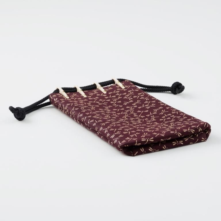 合切袋（小）マチ付［紫地／白漆／とんぼ］：印傳屋公式