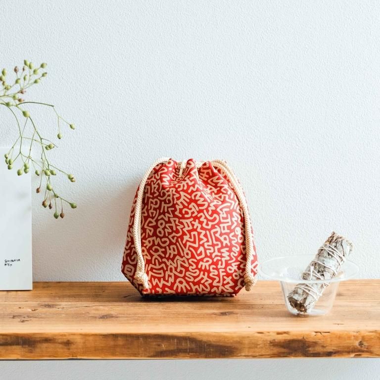 Keith Haring 合切袋(中)マチ付［Red×Keith Haring collection vol.4