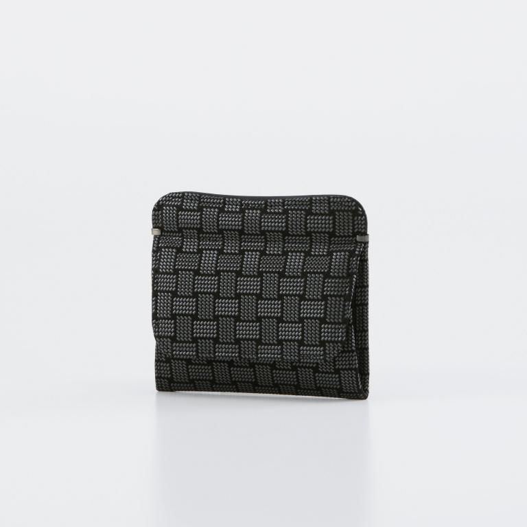 小銭入G［黒地×グレー漆×網代格子］：印傳屋公式オンライン