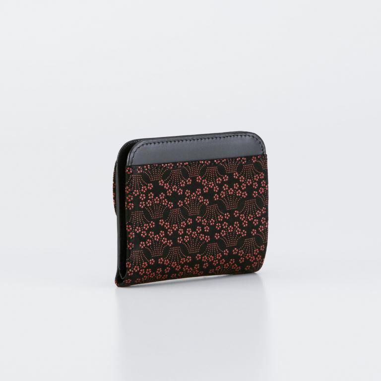 札入Q［黒地×赤漆×小桜菖蒲］：印傳屋公式オンラインショップ