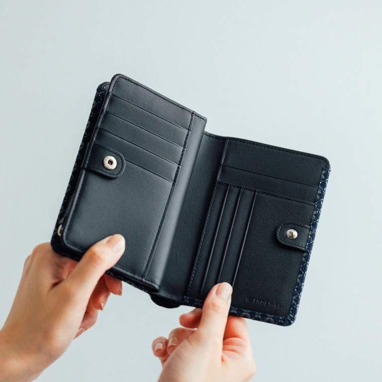 極美品　印傳屋　インデンヤ　巾着　ハンドバック　着物　紺色　ネイビー 46ショルダー ［しらべ］：印傳屋公式オンラインショップ｜INDEN-YA