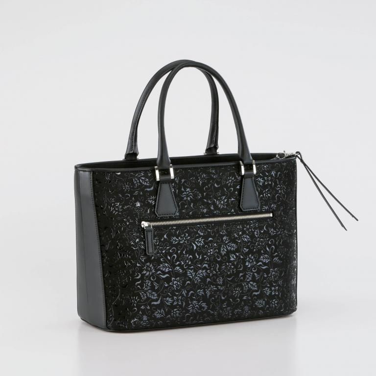 66ハンドバッグ［黒地×黒漆×花唐草］：印傳屋公式オンライン