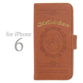 キキララ フリップケース (手帳型 アイフォンケース iPhone6/4.7インチ専用) ブラウン (リトルツインスターズ)