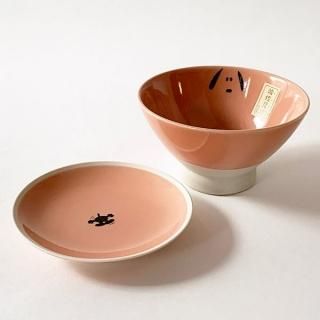 スヌーピー 茶碗＆小皿セット PK スヌーピー 食器 茶碗 小皿 ランチ SNOOPY ピンク日本製