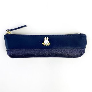 ミッフィー miffy 細ペンケース NV お花チャーム ミッフィー 筆箱 ペンポーチ 文房具 ケース グッズ  ネイビー  (MCOR)(MCD)