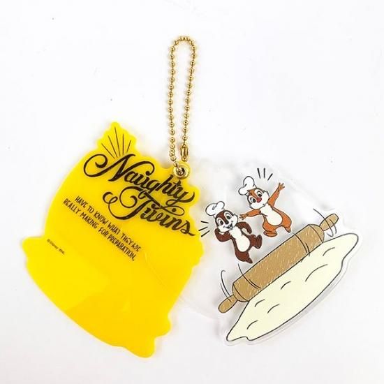 ディズニー チップ＆デール スライドアクリルキーホルダーYE