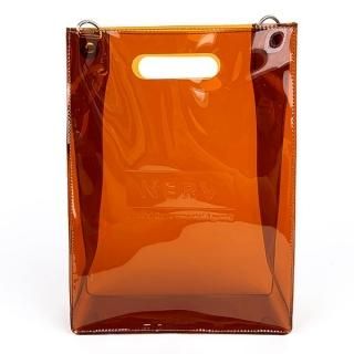 エヴァンゲリオン クリアバッグ NERV バッグ 手提げバッグ ショルダー 茶色 グッズ (MCOR)