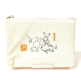 ミッフィー 鳥獣戯画 miffy×鳥獣戯画 3ルームキャンバスポーチ OR 小物入れ オレンジ グッズ  (MCOR)