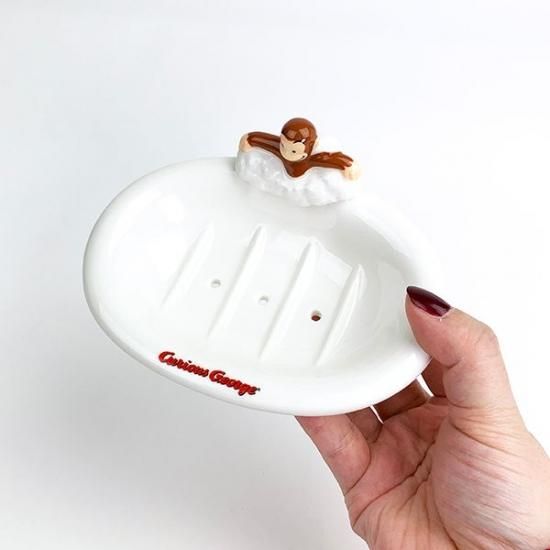ｃｕｒｉｏｕｓｇｅｏｒｇｅ おさるのジョージ ソープディッシュ 石鹸置き 陶器 ジョージ ホワイト グッズ