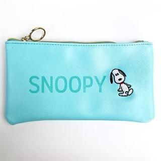 PEANUTS スヌーピー フラットポーチ ヨコ GR ポーチ 小物入れ ペンケース グリーン グッズ  (MCOR)