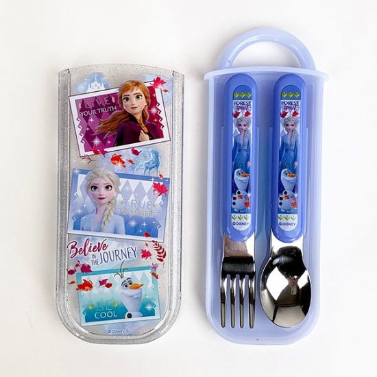 Disney アナと雪の女王2 スライド式スプーンフォークコンビセット ランチ用品 スプーンフォークセット 薄紫 日本製