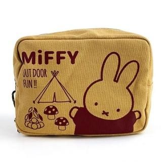 店内セール開催中!10％オフ対象商品! ミッフィー miffy キャンプシリーズ スクエアポーチ ポーチ ケース 小物入れ スクエア ブラウン グッズ