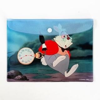 会員様限定50％OFF対象商品！ アリスインワンダーランド 白うさぎ ビニールフラットポーチ クリアケース コスメ  筆箱 シンプル マルチケース 小物入れ 収納