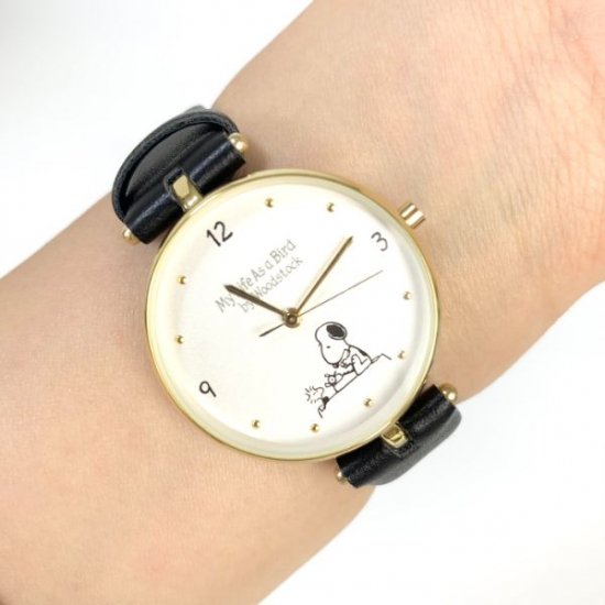 スヌーピーPEANUTS コミックアートウォッチ BK 腕時計 アクセサリー ブラック グッズ 日本製