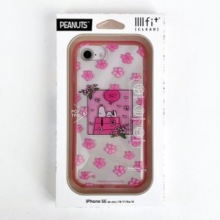 スヌーピー PEANUTS iPhone SE イーフィット クリア サクラ iPhoneケース スマホカバー ケース ピンク
