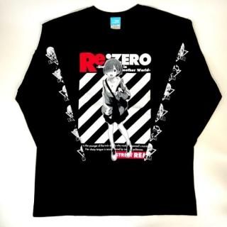 Re：ゼロから始める異世界生活 レム 袖リブロングスリーブTシャツ ストリートファッションVer. XL ブラック
