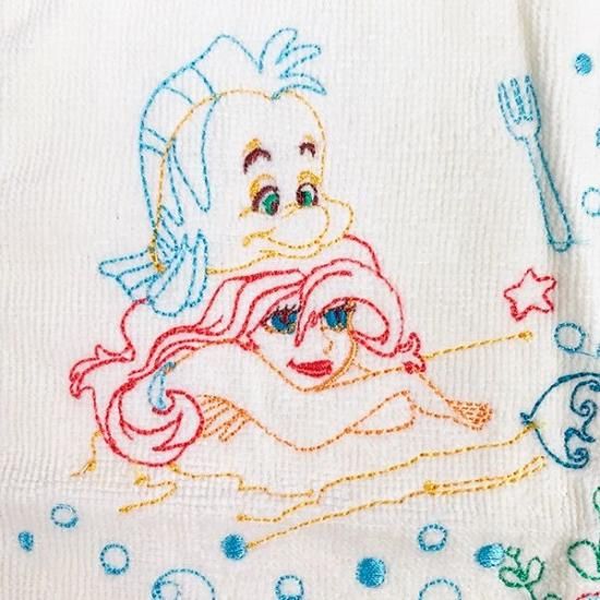 リトルマーメイド ミニタオル アリエル ディズニー 刺繍 ハンカチ タオル ベビー Disney 白