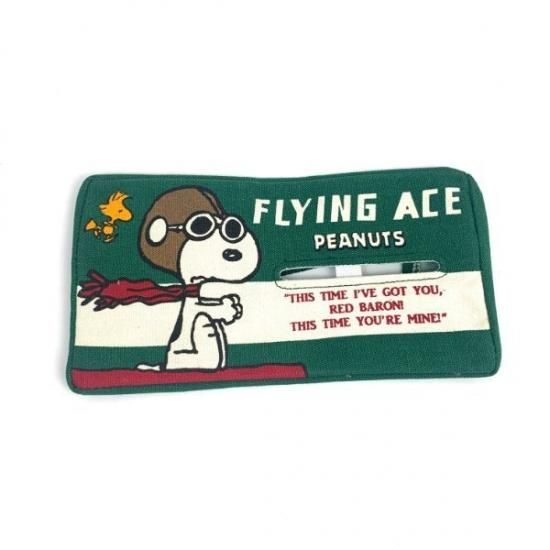 スヌーピー Peanuts ティッシュケース スヌーピー フライングエース カー用品 グリーン スヌーピー Peanuts ティッシュケース スヌーピー フライングエース カー用品 グリーン