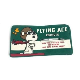 スヌーピー Peanuts ティッシュケース　スヌーピー　フライングエース カー用品 グリーン 　 　