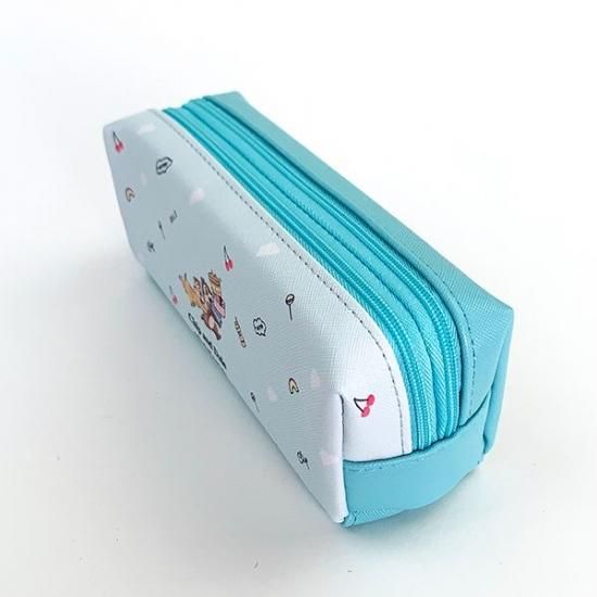 チップとデール ツインファスナー ペンケース チラシ ペンポーチ 筆箱 水色