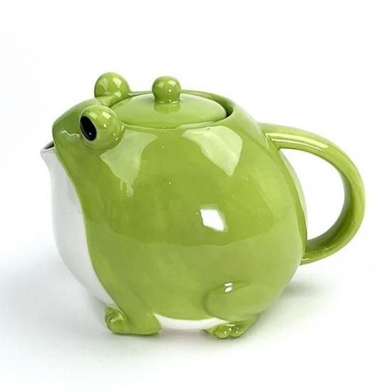 ティーセット カエル親子 カエル 食器 急須 ティーポット カップ 緑