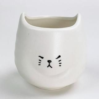 湯のみ ふてぶてしい猫 しろねこ ネコ 食器 和食器 白