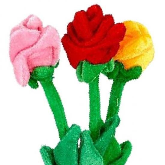 ぬいぐるみ花束キット 薔薇 ローズ ぬいぐるみ L3本セット ランダムカラー 有料ラッピング