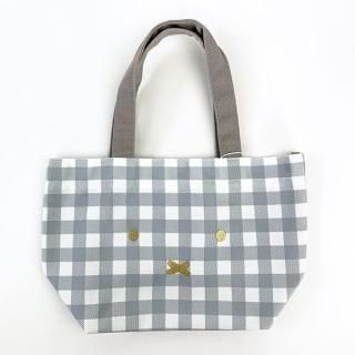 ミッフィー Miffy ミニトートバッグ GY オカオギンガム ランチトート かばん お弁当 グレー