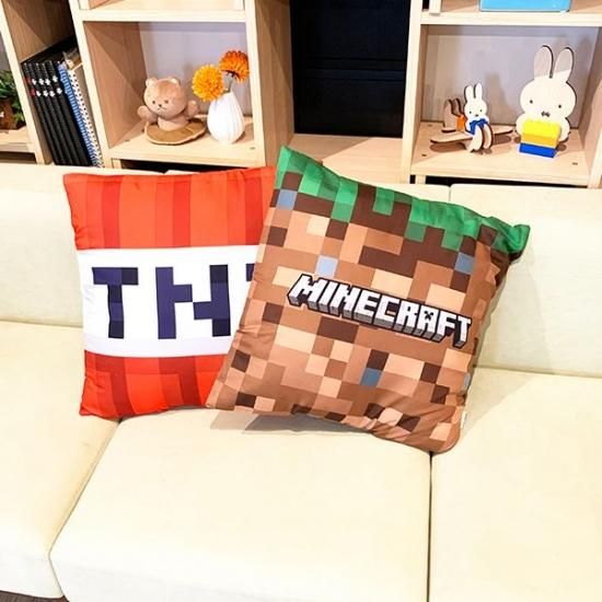 Minecraft マインクラフト マイクラ 草 背当てクッション インテリア ブラウン