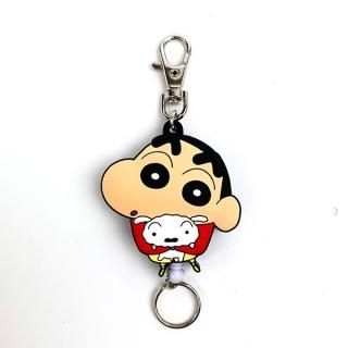 クレヨンしんちゃん ラバーリールKH（しんちゃん＆シロ） キーホルダー キーリング レッド
