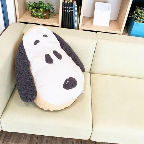 スヌーピー フェイスリラックス クッション インテリア グレー