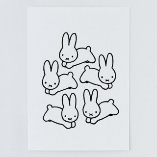 ミッフィー ポストカード（rabbit） 白厚紙 黒箔押し メッセージカード 葉書 インテリア