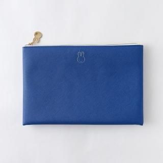 店内セール開催中!10％オフ対象商品! ミッフィー フラットポーチ（face/navy） 小物入れ 金箔押し ネイビー