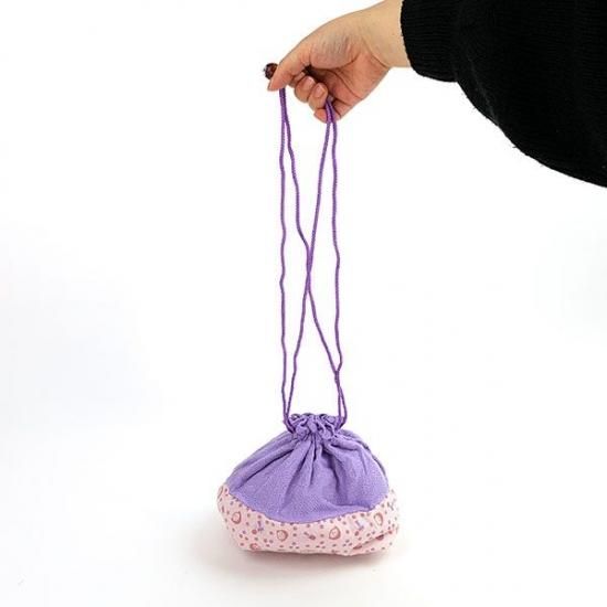 ちびまる子ちゃん 和小物シリーズ 紫 巾着 ポーチ 縮緬 和 小物入れ ちびまる子ちゃん 和小物シリーズ 紫 巾着 ポーチ 縮緬 和 小物入れ