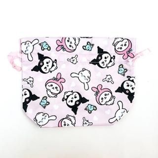 店内セール開催中!10％オフ対象商品! ナガノ×サンリオキャラクターズ 小さめ巾着 A ピンク ポーチ 小物入れ クロミ マイメロ シナモン