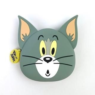 店内セール開催中!10％オフ対象商品! トムとジェリー フェイスダイカットシリコンポーチ GY グレー トム メイクポーチ 小物入れ