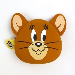 店内セール開催中!10％オフ対象商品! トムとジェリー フェイスダイカットシリコンポーチ BR ブラウン ジェリー メイクポーチ 小物入れ