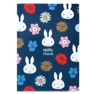 miffy  ミッフィーフローラル A4 クリアホルダー ファイル ネイビー