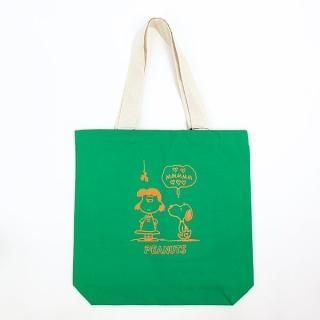 スヌーピー リサイクルコットン トートバッグ MMMMM PEANUTS グリーン ルートート (PWD)