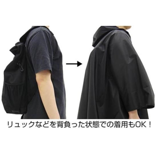 ゆるキャン△ レインポンチョ レインコート 合羽 BLACK/ブラック