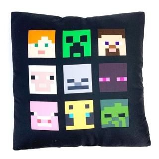 マインクラフト Minecraft 背当てクッション フェイス マイクラ インテリア ブラック