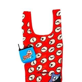 ドラえもん ポーチインエコバッグ タイムふろしき マルシェバッグ お買い物 カラビナ ブルー