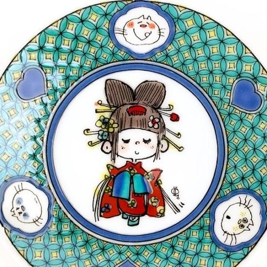 【未使用】水森亜土　九谷焼　4点セット 水森亜土 九谷焼 豆皿 ハナ 和食器 お皿 亜土ちゃん