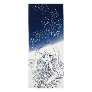 水森亜土 手ぬぐい ハナ 藍色 インテリア 日本製 亜土ちゃん